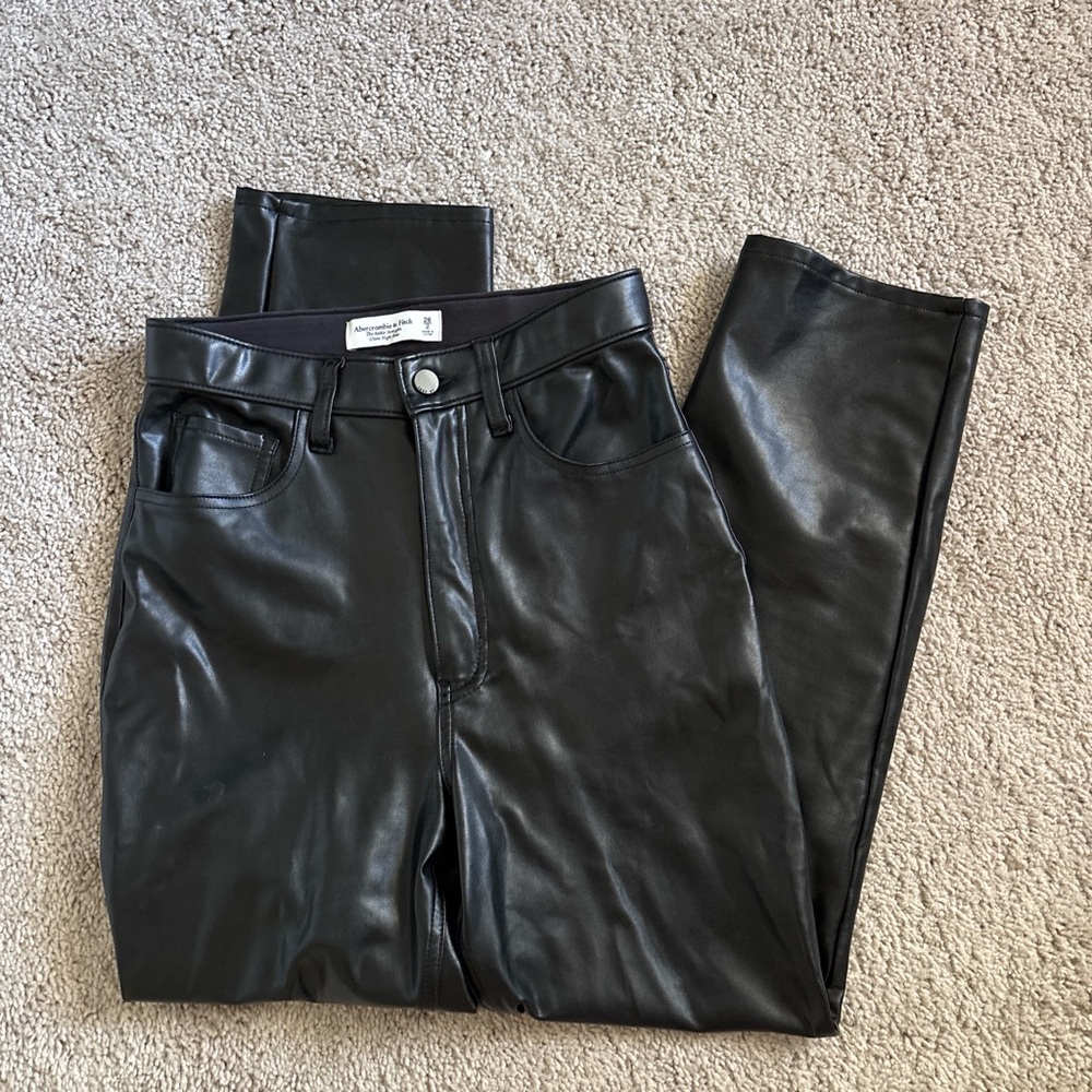 Abercrombie Ankle Straight Ultra High Rise Leather Pants